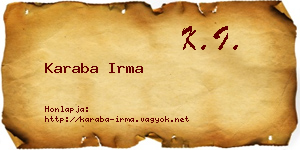 Karaba Irma névjegykártya
